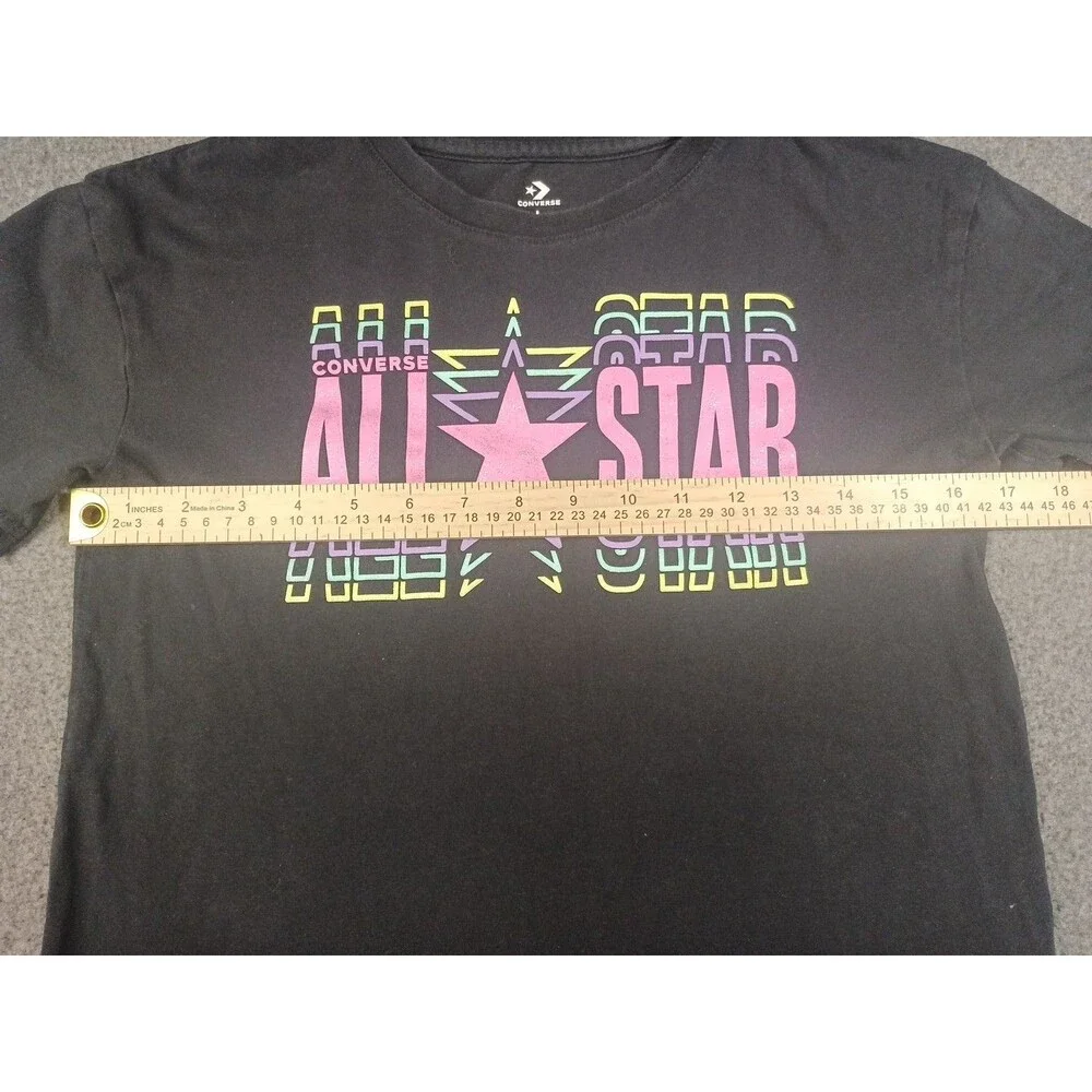 Converse All Star Girls Size L Graphic Black T-shirt
